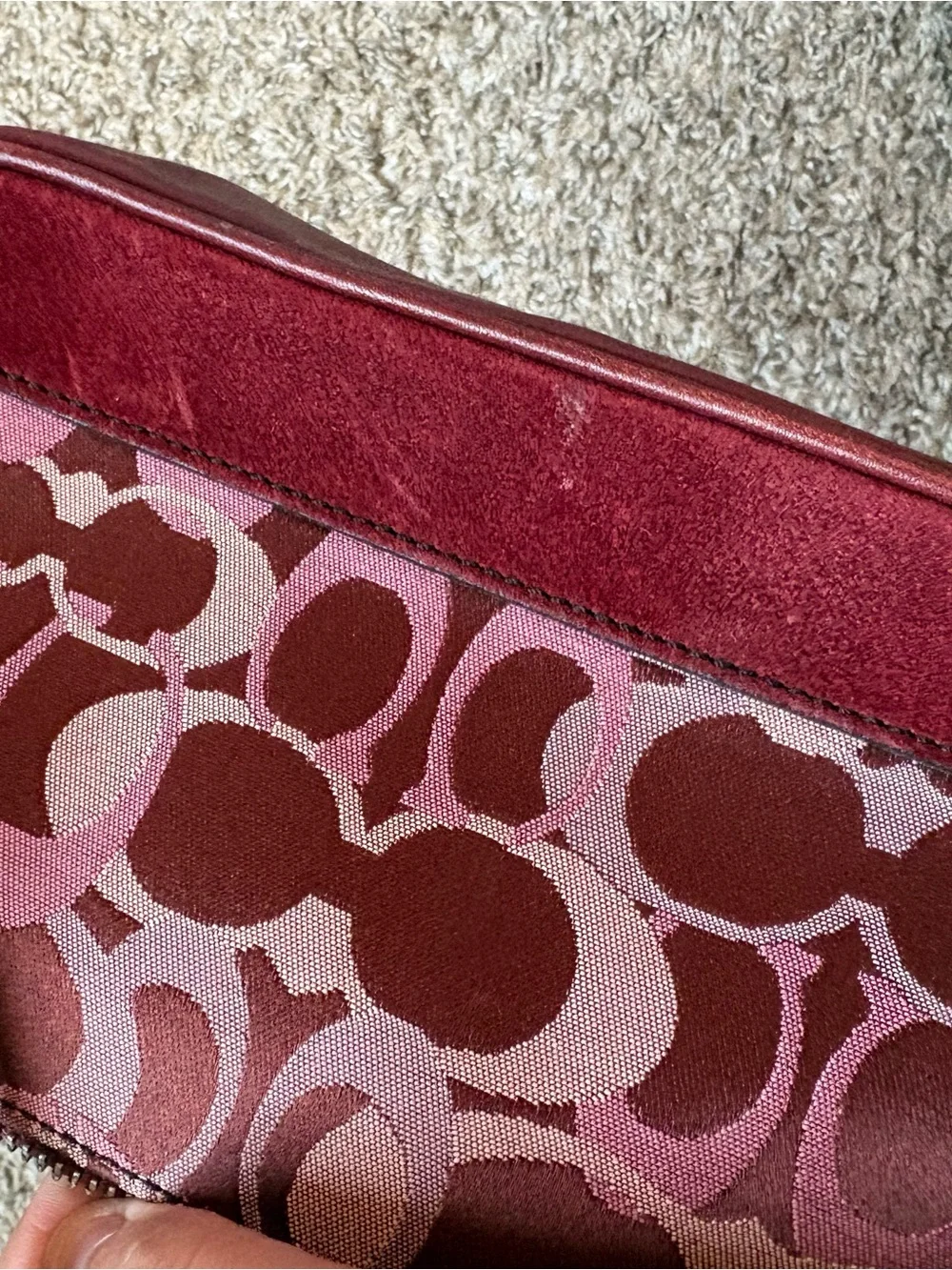 SOLD-Coach Demi Burgundy and Pink Bag